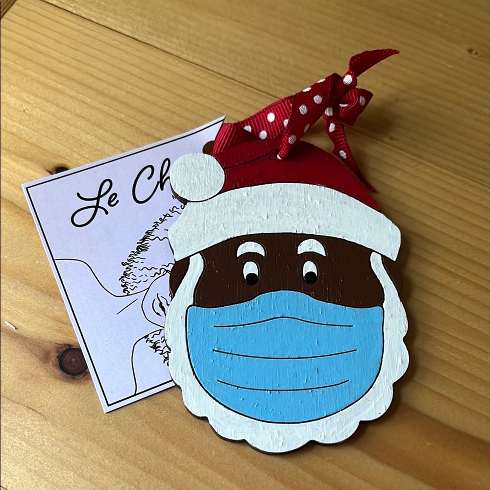 Santa Ornament with Mask and Red Hat